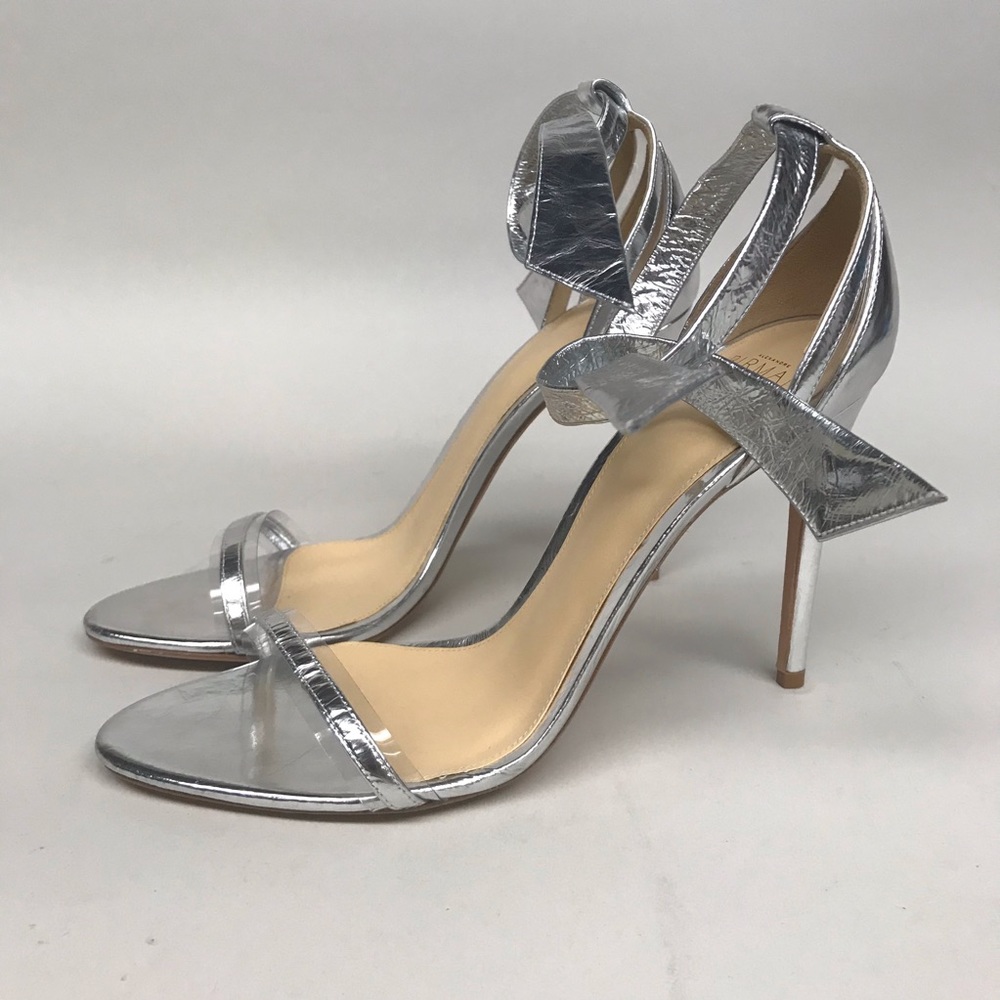 Alexandre Birman silver clear metallic heels NWOB